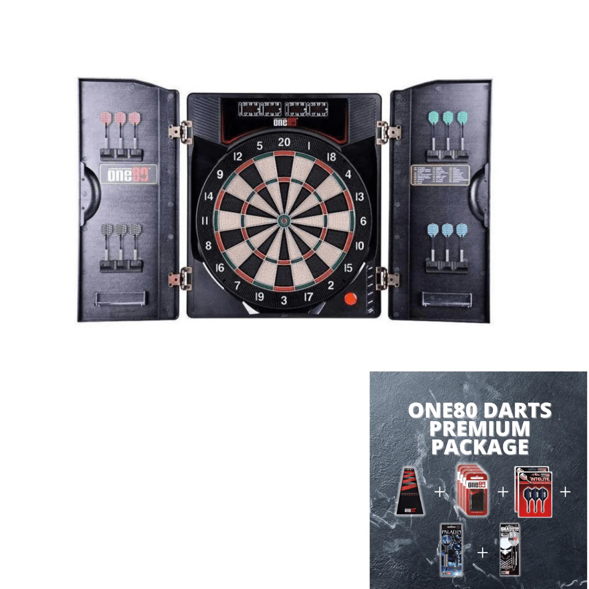 One80 Deluxe II High Electronic Dartboard (with Cabinet) - Image 8
