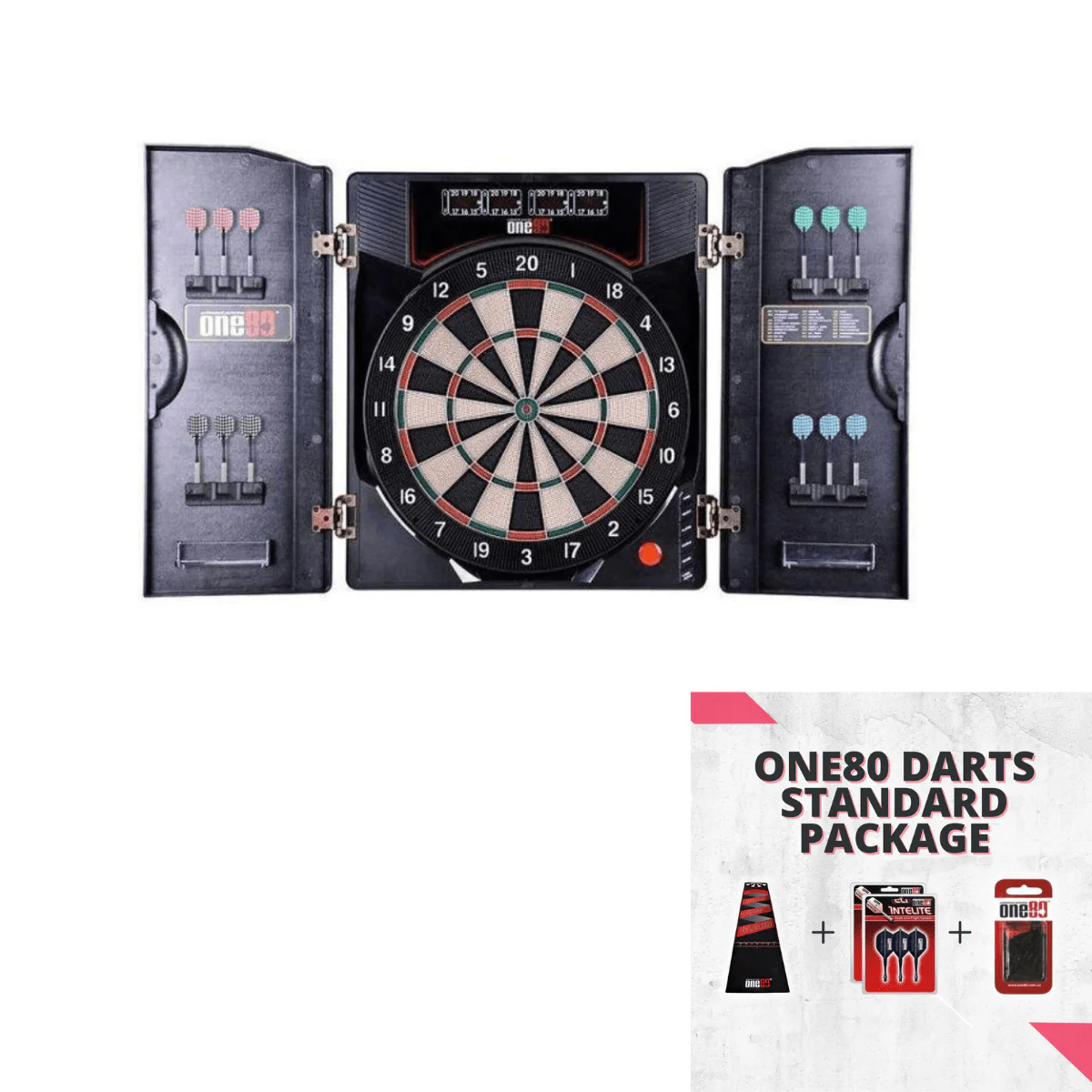 One80 Deluxe II High Electronic Dartboard (with Cabinet) - Image 9